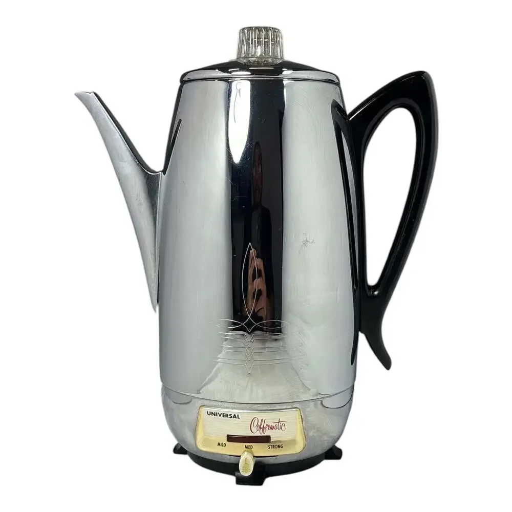 Vintage Universal Coffeematic 4470 Percolator Coffee Pot Maker MCM Chrome Tested